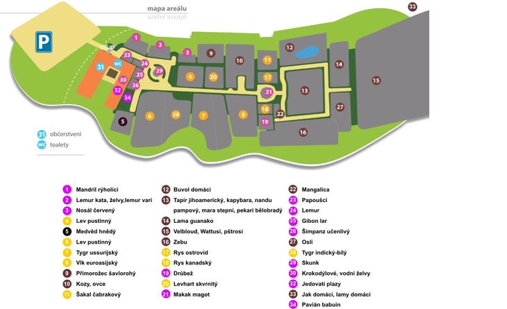 Mapa ZOO - Dvorec u Borovan